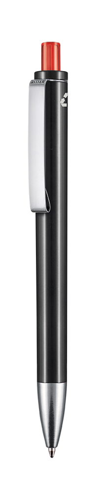 Kugelschreiber EXOS RECYCLED - schwarz recycled/feuer-rot TR/FR