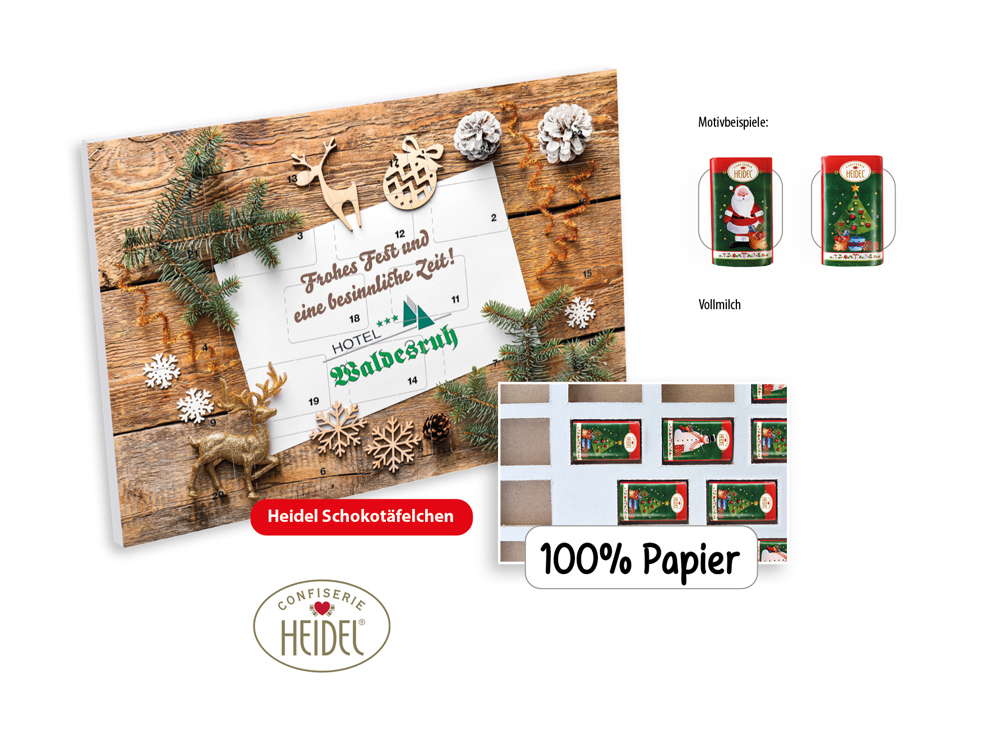 Tisch Adventskalender HEIDEL aus 100% Papier Standardmotiv