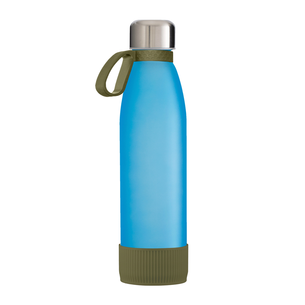Trinkflasche GLASS - olivgrün, silber, cyan
