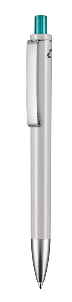 Kugelschreiber EXOS RECYCLED - grau recycled/smaragd-grün TR/FR