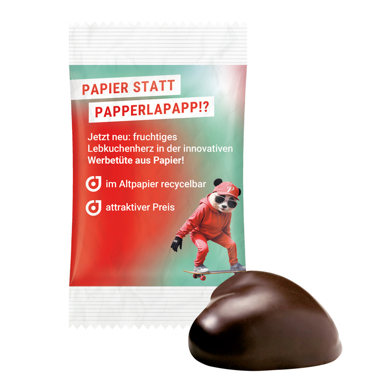 WEISS Lebkuchenherz, recyclingfähigem Papier weiß