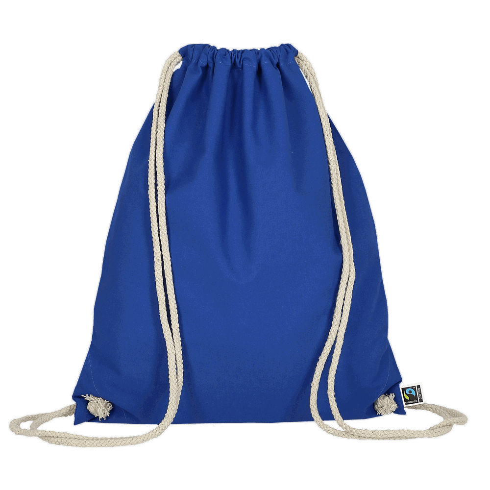 Turnbeutel aus Fairtrade-zertifizierter Baumwolle, ca. 140 g/m² - royalblau