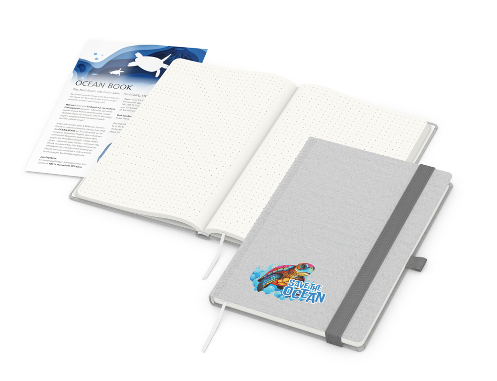 Notizbuch Ocean-Book RECYCLING rPET-Hardcover farbig A5 - hellgrau