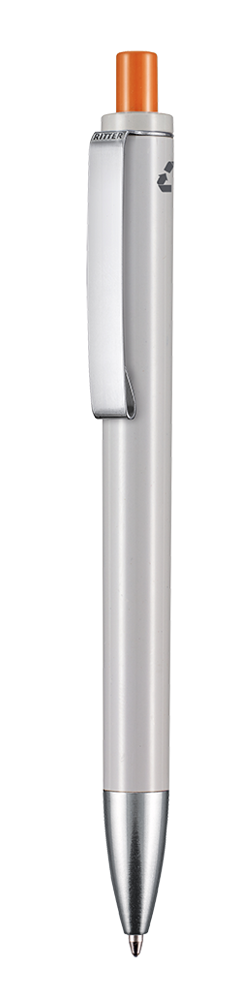 Kugelschreiber EXOS RECYCLED - grau recycled/orange