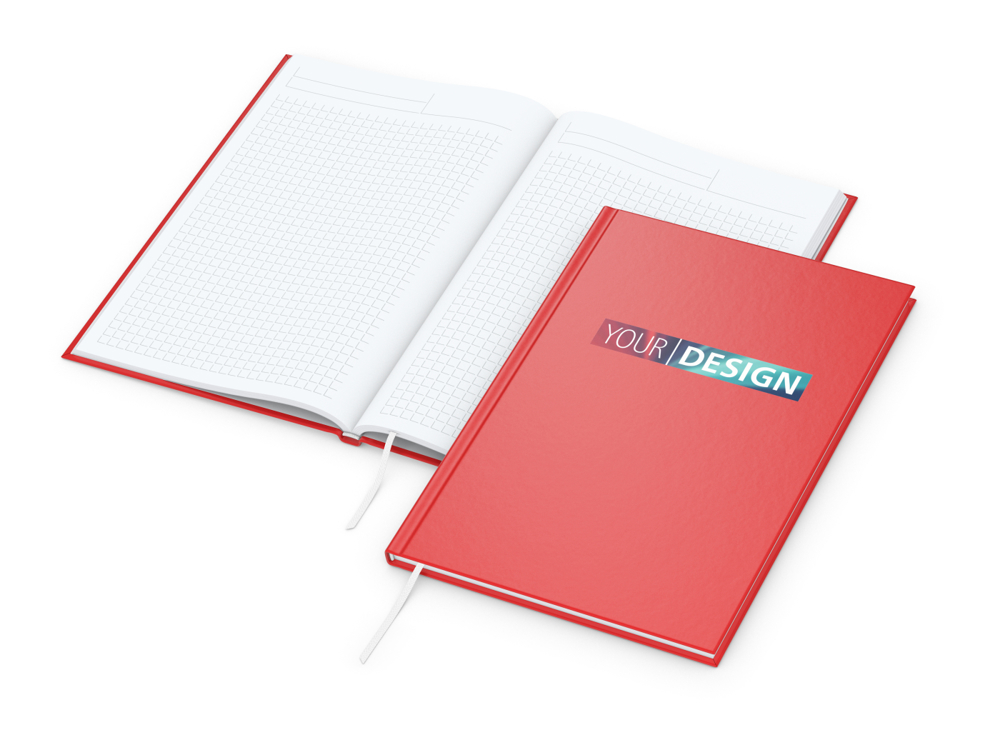 Notizbuch Memo-Book, A5, Winkelkaro, rot