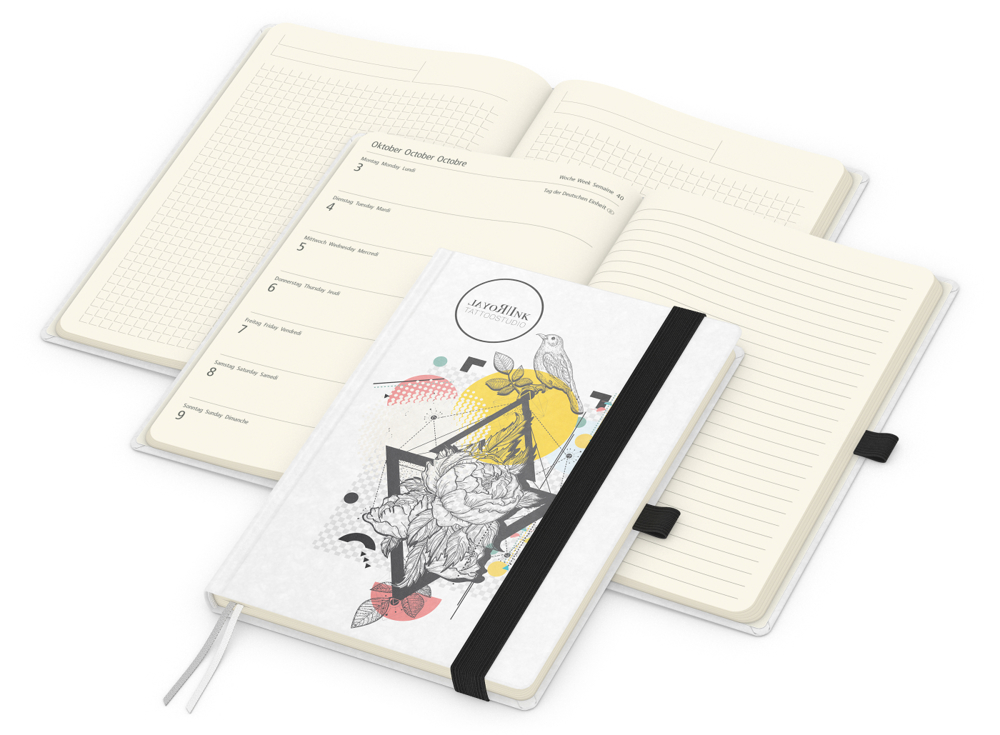 Wochenkalender links + Notizen rechts Match-Hybrid Papier-Hardcover A5 - schwarz