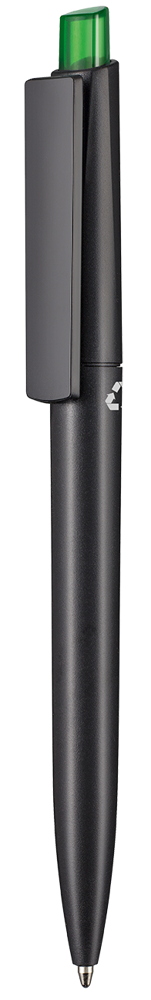 Kugelschreiber CREST RECYCLED - schwarz recycled/limonen-grün TR/FR