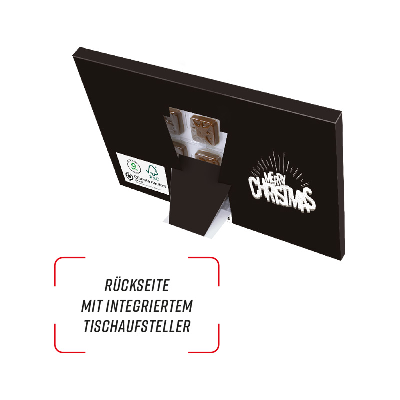 Classic Tisch Adventskalender, Blister gefüllt mit kakaofreier Schokoladen-Alternative