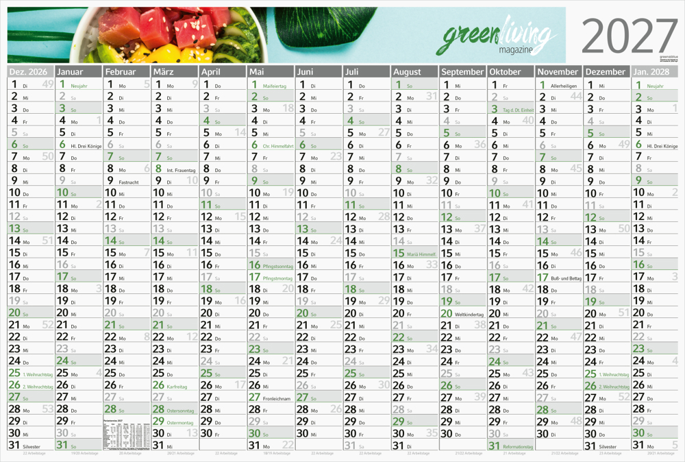 Wandplaner Horizont RECYCLING 980 × 660 mm Dez. Vorjahr – Jan. Folgejahr