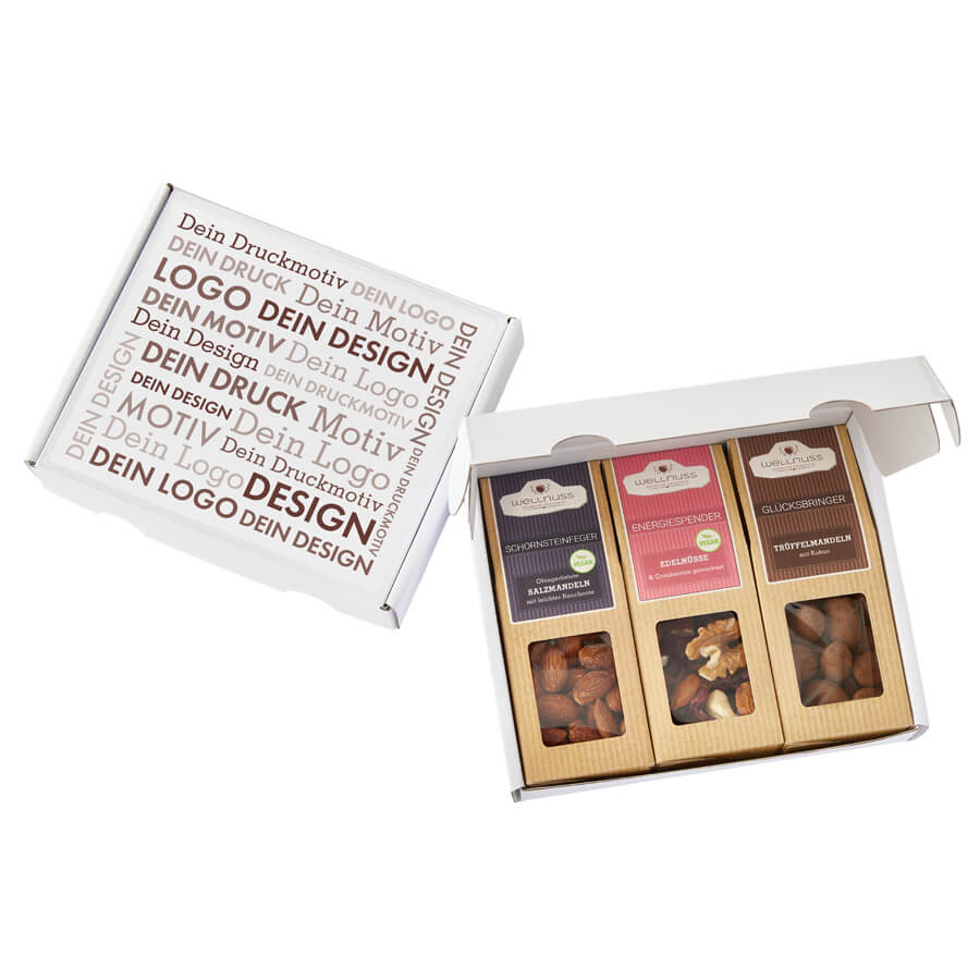 Geschenkkarton mit 3 Premium Snacks