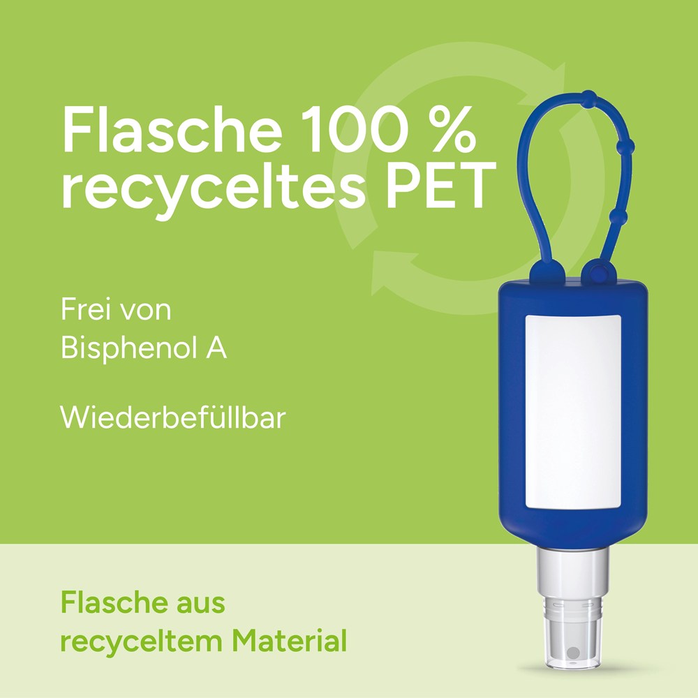 Smartphone & Arbeitsplatz-Reiniger, 50 ml Bumper blau, Body Label (R-PET)