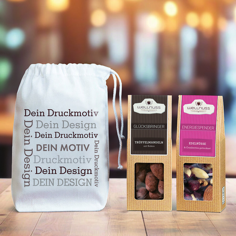 2 Premium Snacks im Baumwollsäckchen