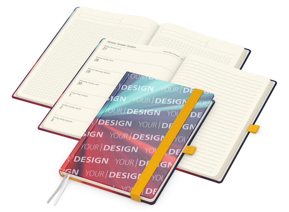 Wochenkalender links + Notizen rechts Match-Hybrid, Papier matt, gelb