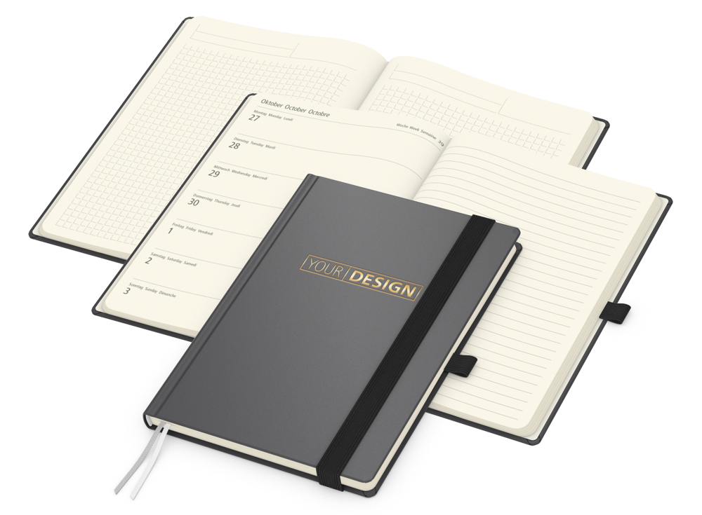 Wochenkalender links + Notizen rechts Vision-Hybrid, Goldprägung