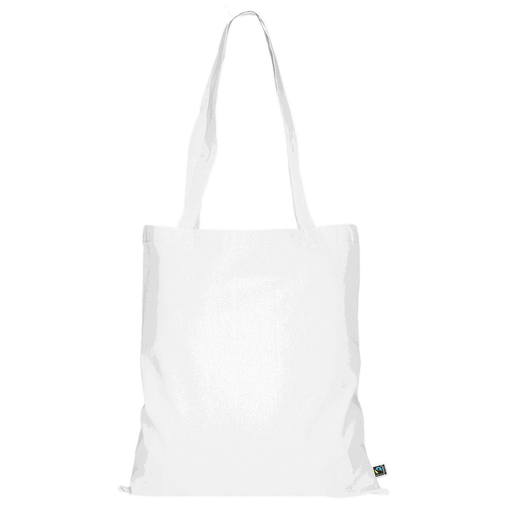 Tasche aus Fairtrade-zertifizierter Baumwolle mit zwei kurzen Henkeln, ca. 140 g/m² - weiß