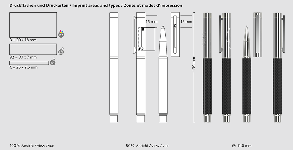 Klio-Eterna - Unique rollerball carbon MMc - TintenrollerCarbon