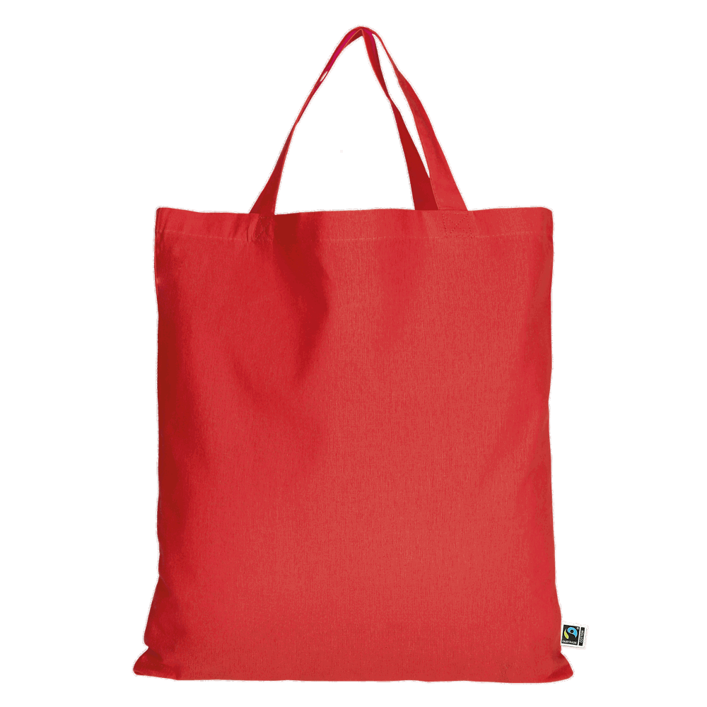 Tasche aus Fairtrade-zertifizierter Baumwolle mit zwei kurzen Henkeln, ca. 140 g/m² - rot
