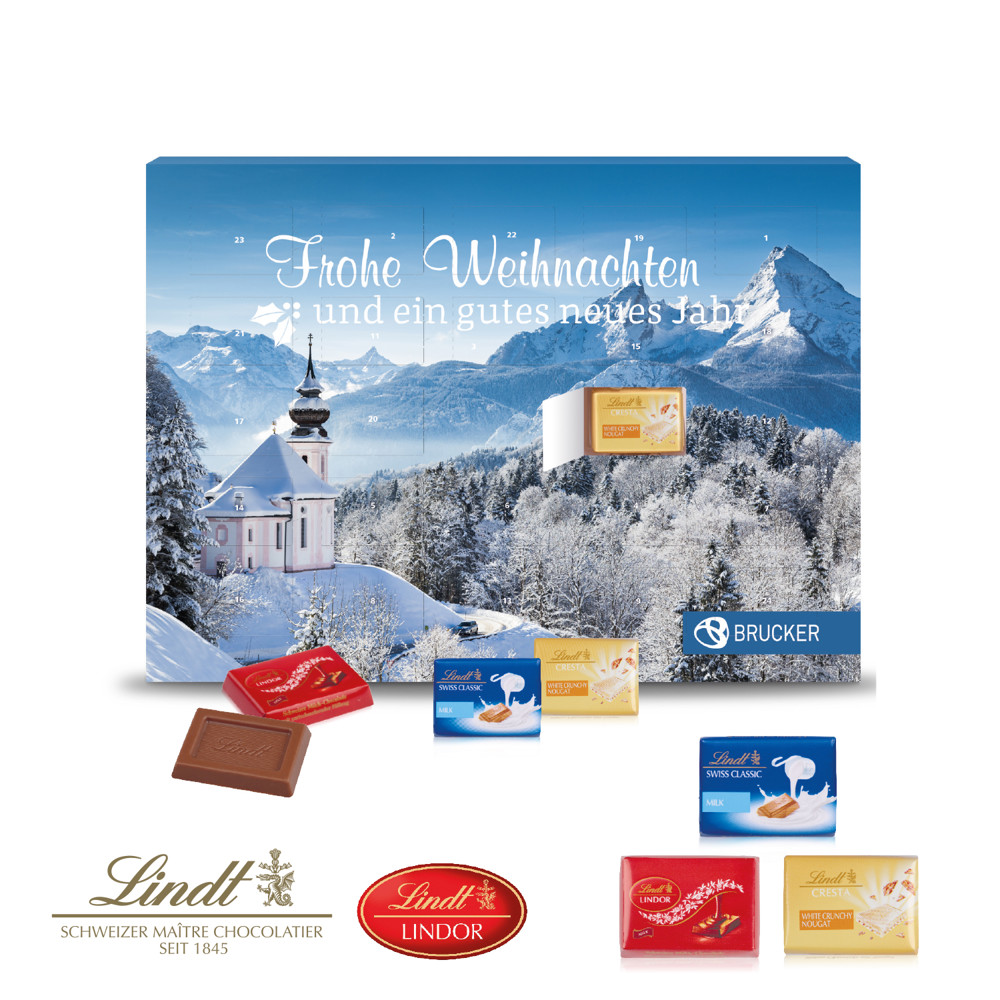 Wand-Adventskalender mit Lindt Lindor Schokolade