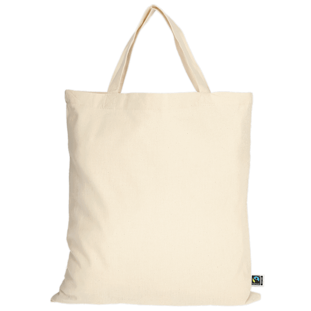 Tasche aus Fairtrade-zertifizierter Baumwolle mit zwei kurzen Henkeln, ca. 140 g/m² - natur