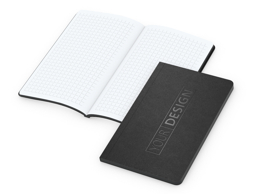 Notizbuch Tablet-Book, Pocket, Winkelkaro, schwarz, Prägung