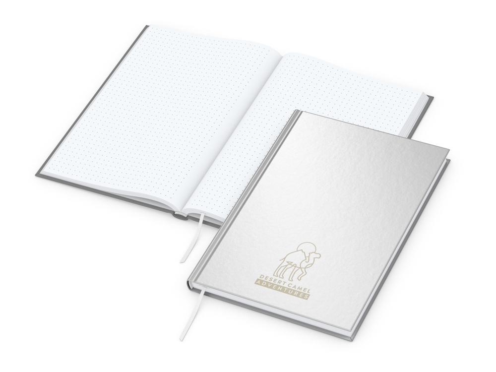 Notizbuch Note-Book Ecken spitz Hardcover matt-farbig - silber