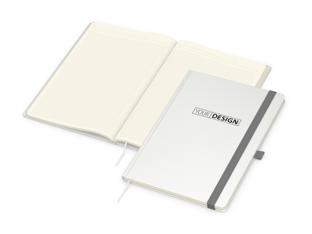 Notizbuch Vision-Book Creme Bestseller, A4, weiß inkl. Prägung schwarz-glänzend