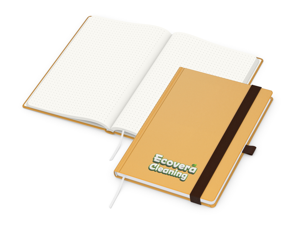 Notizbuch Organic-Book RECYCLING, Punktraster, orange, Siebdruck-Digital, ohne Infoblatt