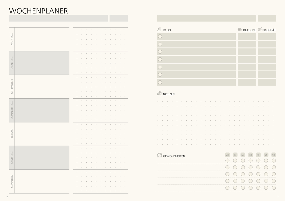 Notizbuch orgaLine Mainbook, Creme, grün