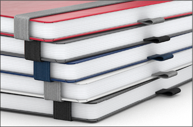 Notizbuch Vision-Book, A5, White, Winkelkaro, schwarz, Prägung schwarz-glänzend