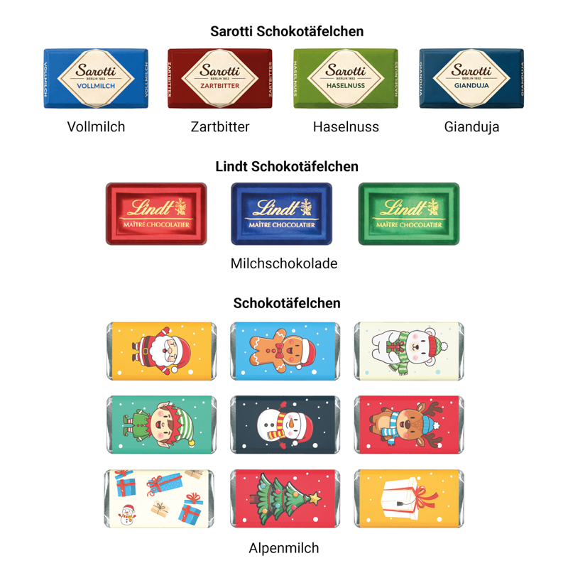 Shape Adventskalender Trikot Eco, Schokotäfelchen in weihnachtlichen Motiven