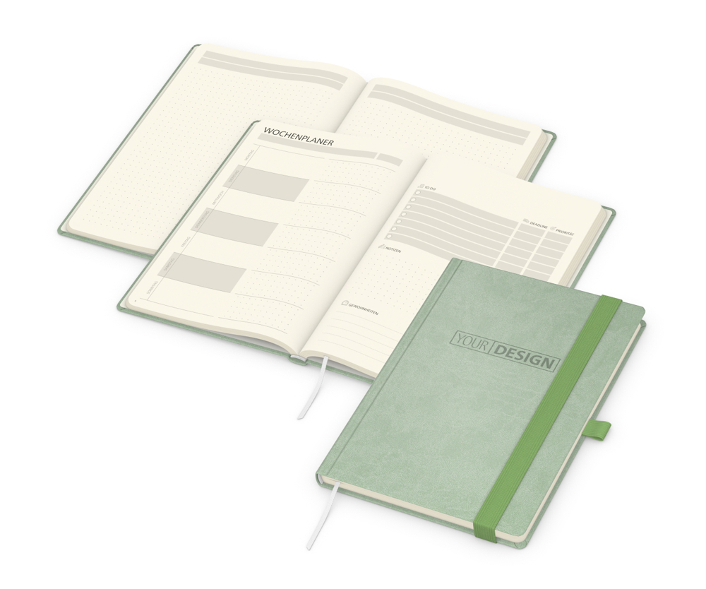 Notizbuch orgaLine Mainbook, Creme, grün