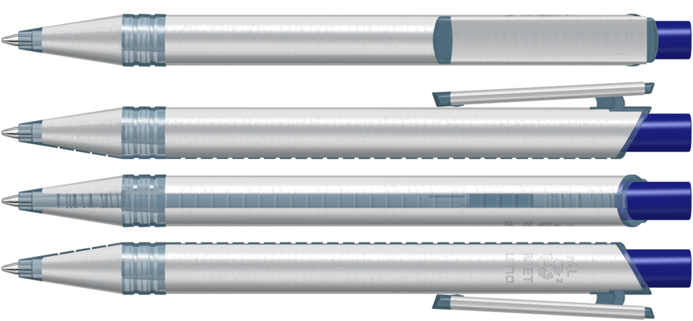 RECYCLED PET PEN ALUMA transparent, dunkelblau