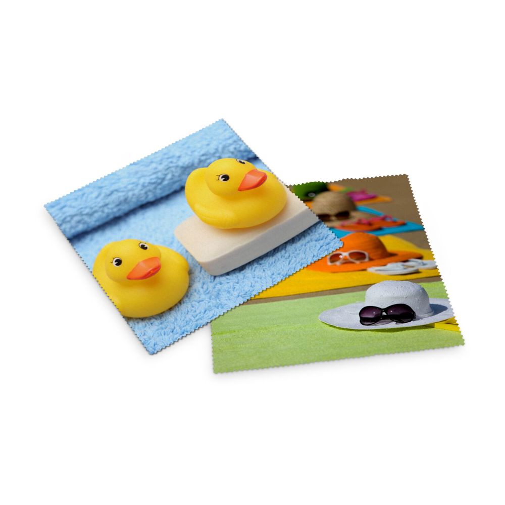 Brillenputztuch rPET - Mikrofasertuch 20 x 20 cm, in transparentem Schutzetui