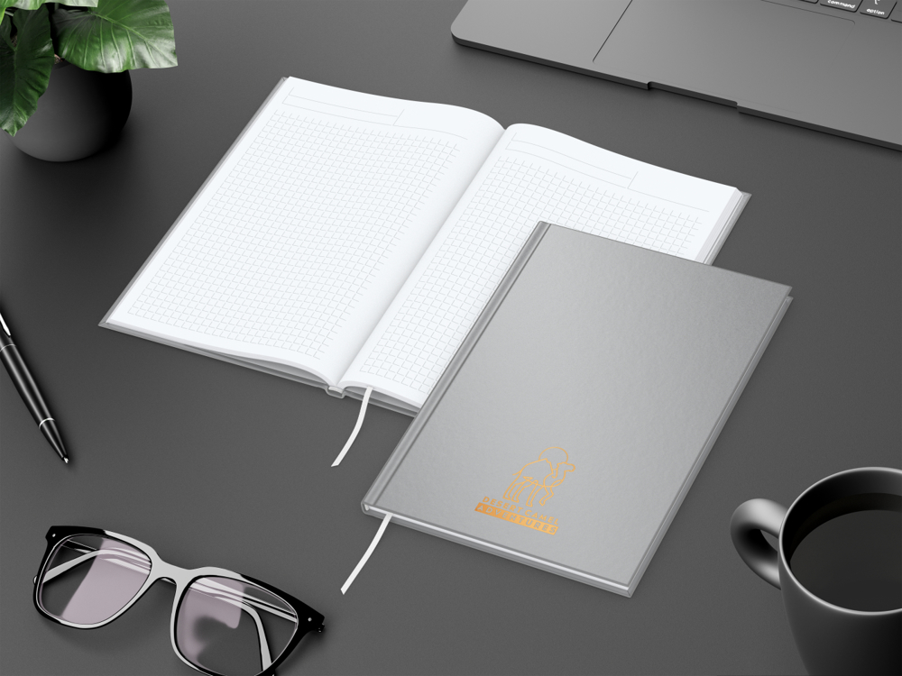 Notizbuch Memo-Book, A5, Winkelkaro, silber