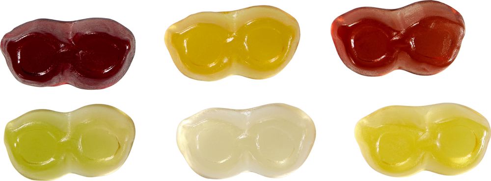 Fruchtgummi-Standardformen 20 g, Brille im konventionelle Tütchen, Vegan