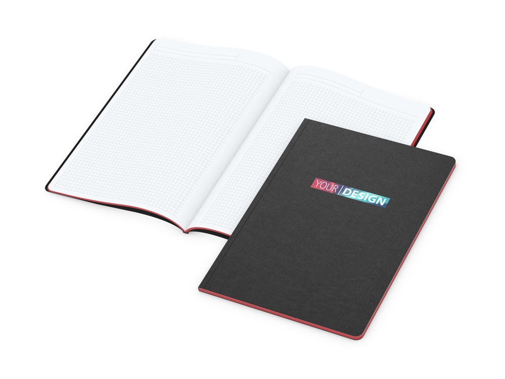 Notizbuch Tablet-Book, A4, Winkelkaro, rot, Siebdruck-Digital