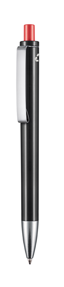 Kugelschreiber EXOS RECYCLED - schwarz recycled/koralle