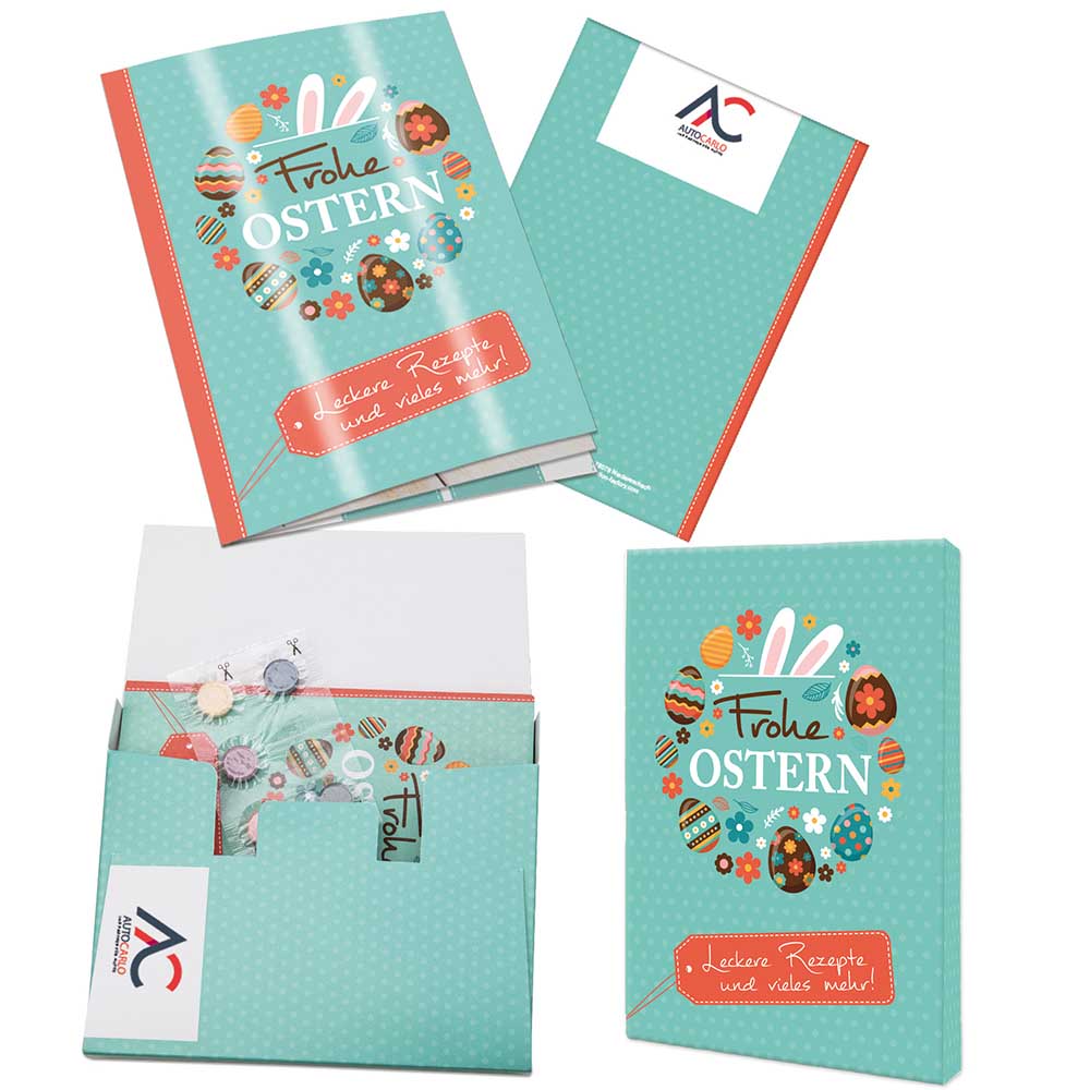 Rezeptbuch-Set "Ostern" - Eierfarben-Set mit 2-c Logoeindruck
