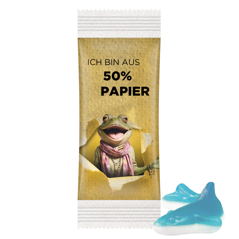 Trolli Fruchtgummi "Hai", Papierfolie weiß