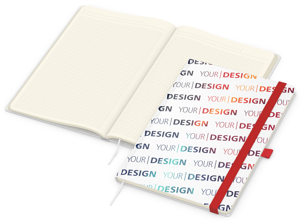 Notizbuch Match-Book Creme Bestseller, A4, Natura, individuell, rot