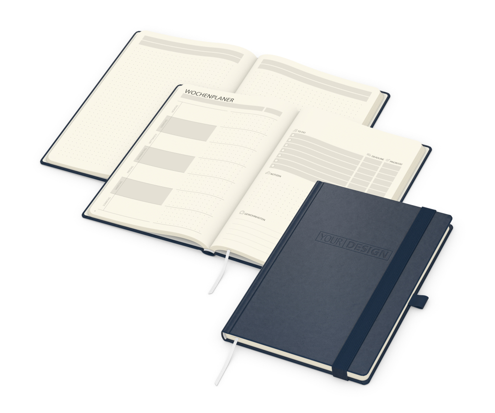 Notizbuch orgaLine Mainbook, Creme, dunkelblau