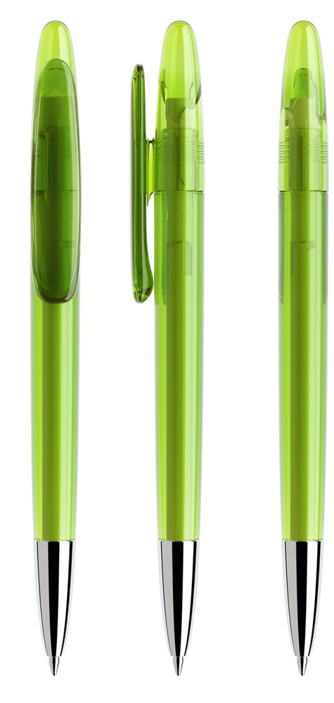 Prodir DS5 TTC Transparent with Chrome Metal Nose-Cone - Lindgrün transparent