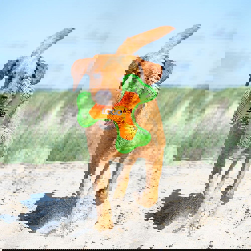 Hundespielzeug Flying Triple, gelb/pink, S