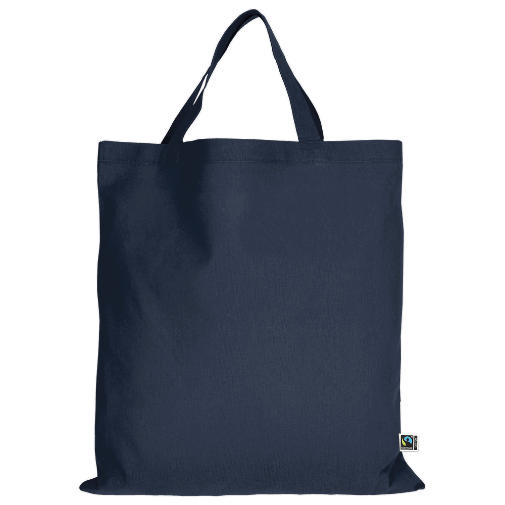 Tasche aus Fairtrade-zertifizierter Baumwolle mit zwei kurzen Henkeln, ca. 140 g/m² - dunkelblau