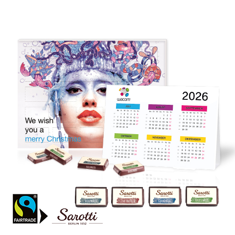 „2 in 1“ Marken-Adventskalender Sarotti mit Jahresplaner