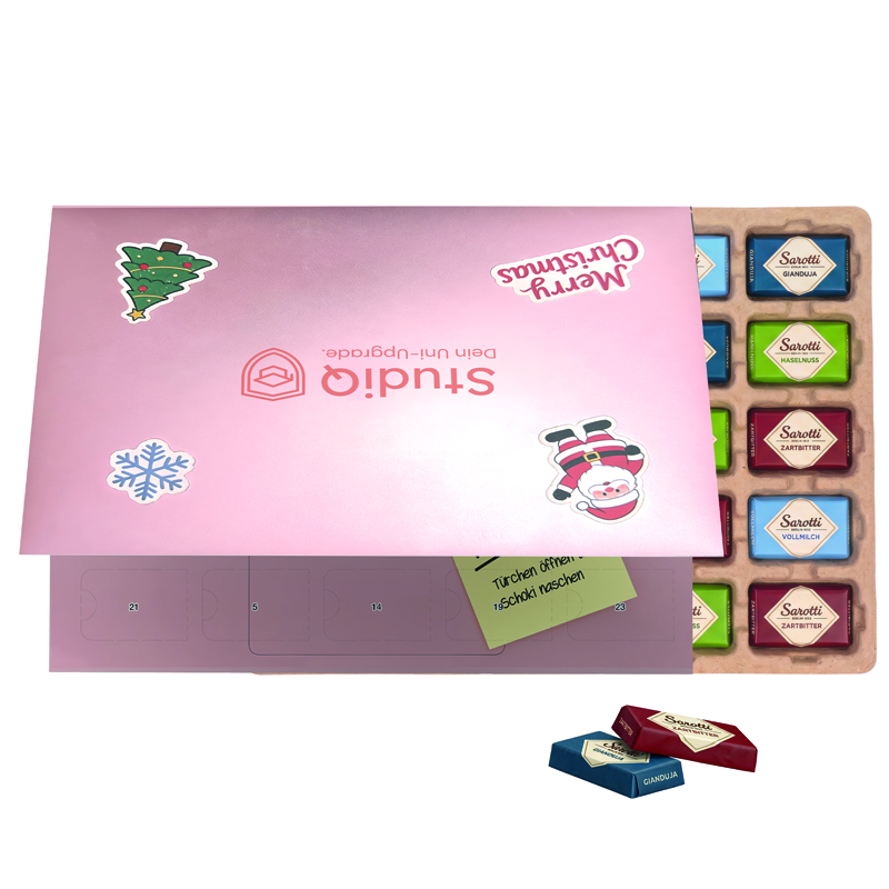 Premium Tisch Adventskalender Flip Cover Eco Querformat Sarotti Schokotäfelchen