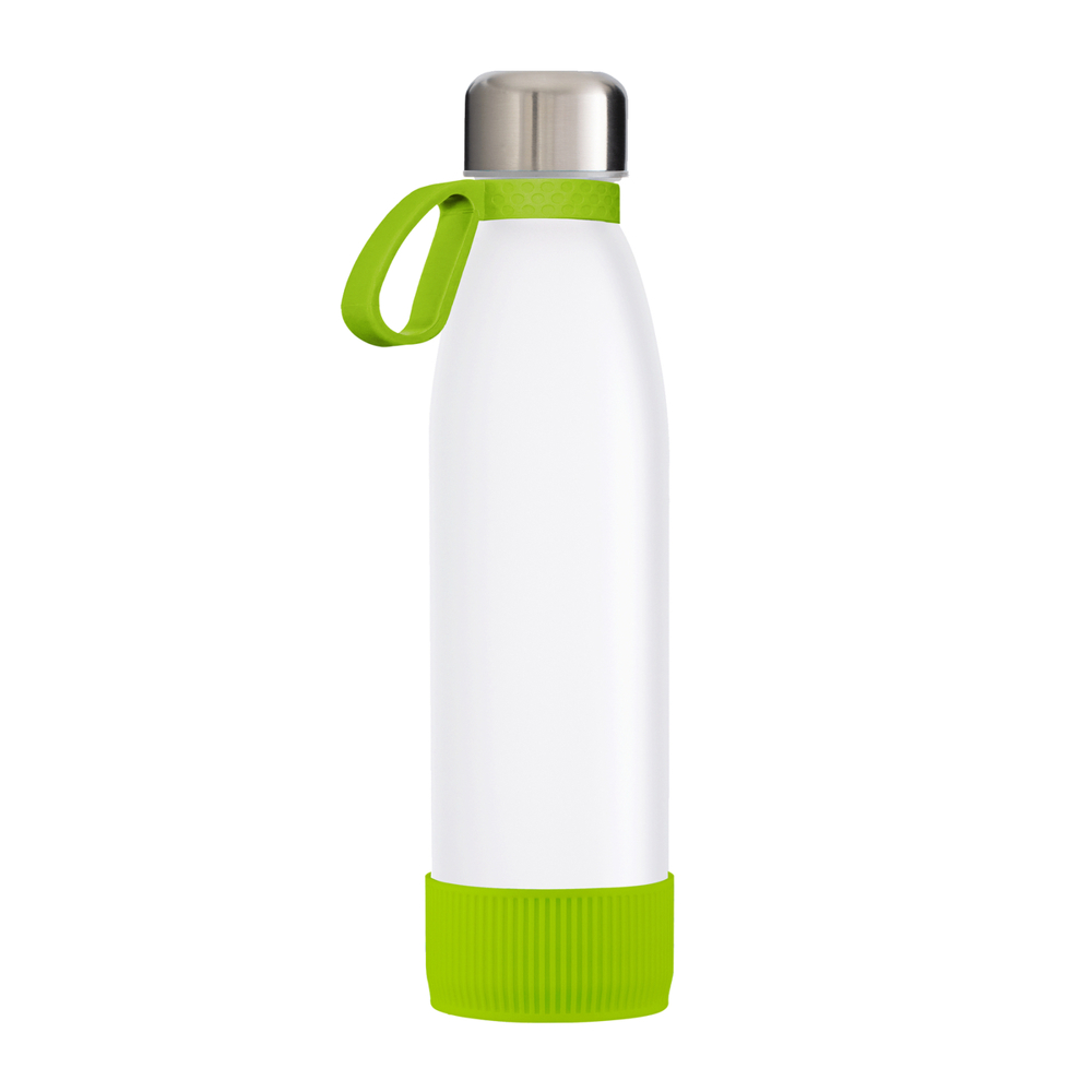 Trinkflasche GLASS - hellgrün, silber, weiß