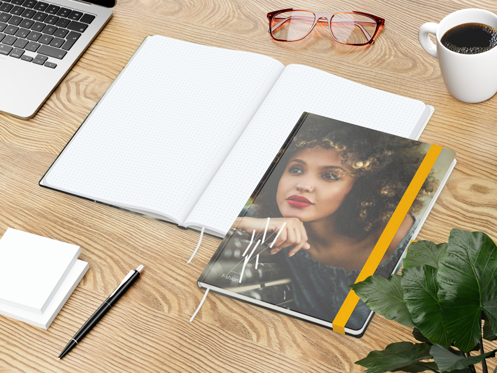 Notizbuch Match-Book RECYCLING, A4, Punktraster, Naturpapier, gelb