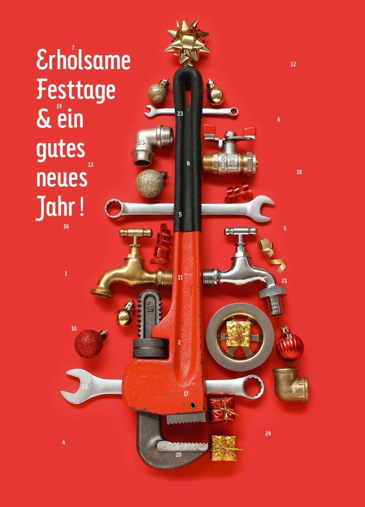 reinpapier® Classic-Adventskalender STANDARDMOTIV, Sanitär & Heizung - M130