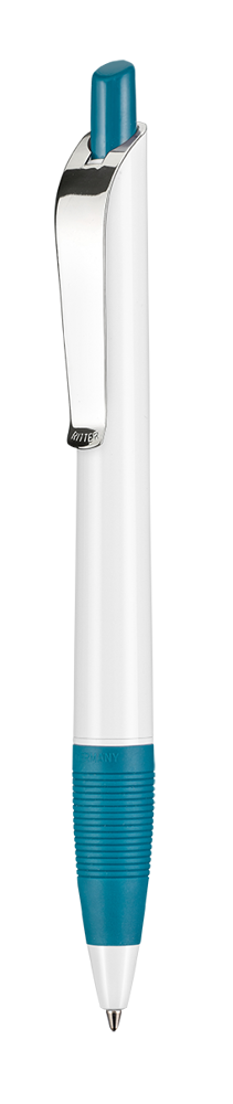 Kugelschreiber BOND SHINY - weiss/petrol-türkis